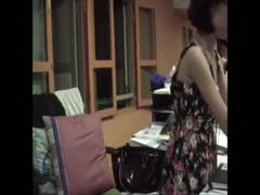 Petite Asian office hotwife undresses and demonstrates her body 